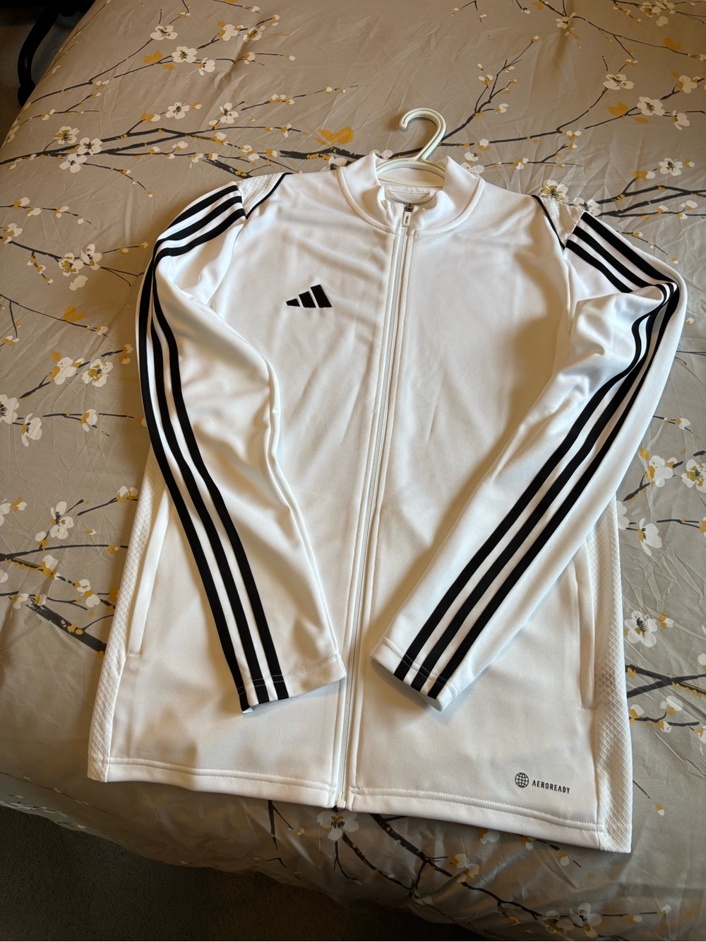 adidas White Jacket with Black Stripe Accents